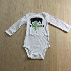 Carter’s So Franken Cute White Long Sleeve Snap On One Piece Halloween 12 Months